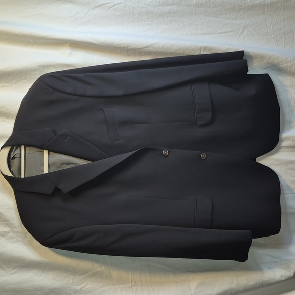 Calvin Klein solid navy blue wool blazer w 3 internal pockets, Sz 46R - Picture 1 of 17